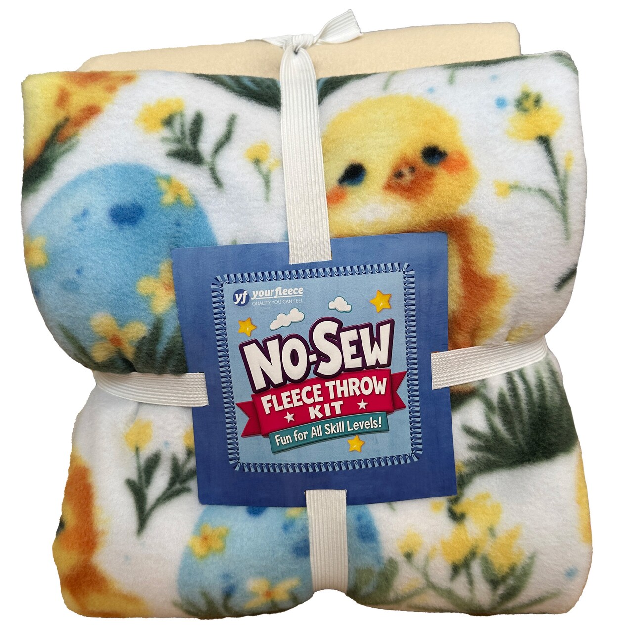 Sweet Easter Chick Anti-Pill Premium No-Sew Throw Fleece Fabric Kit
